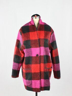 PARKHURST Outdoor Edition Briar Check Acrylic Blend Cocoon Jacket Coat, Size M